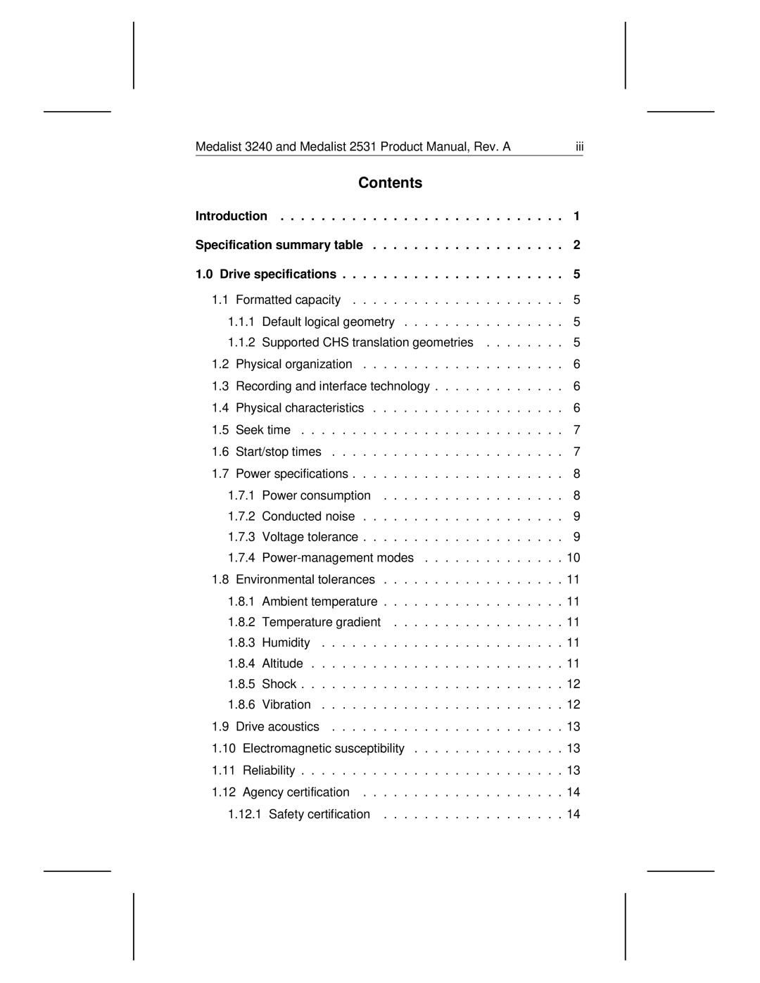 Seagate 3240, 2531 manual Contents 