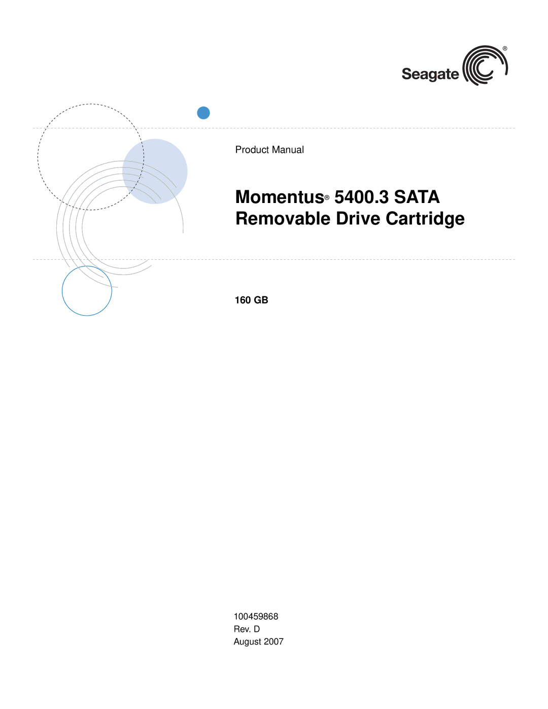 Seagate 5400.3 SATA manual Momentus 5400.3 Sata Removable Drive Cartridge, 160 GB 