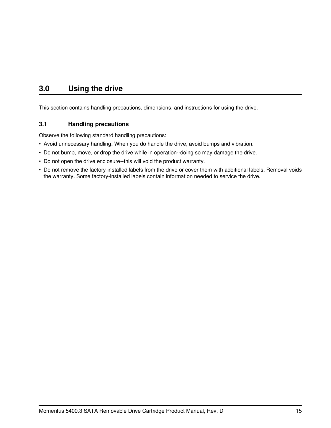 Seagate 5400.3 SATA manual Using the drive, Handling precautions 