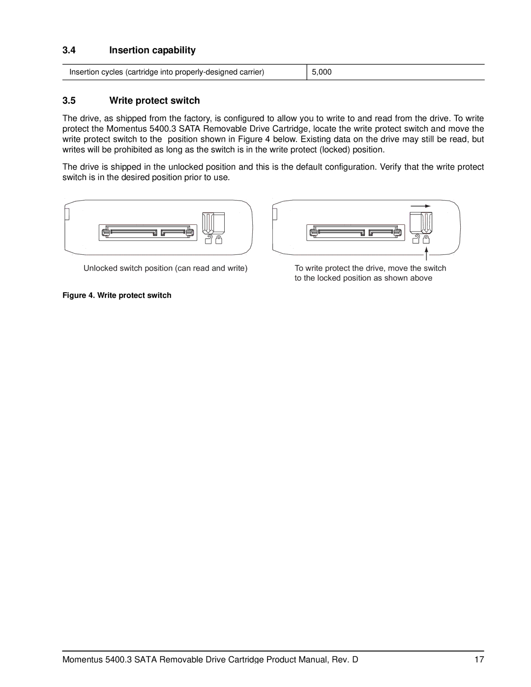 Seagate 5400.3 SATA manual Insertion capability, Write protect switch 