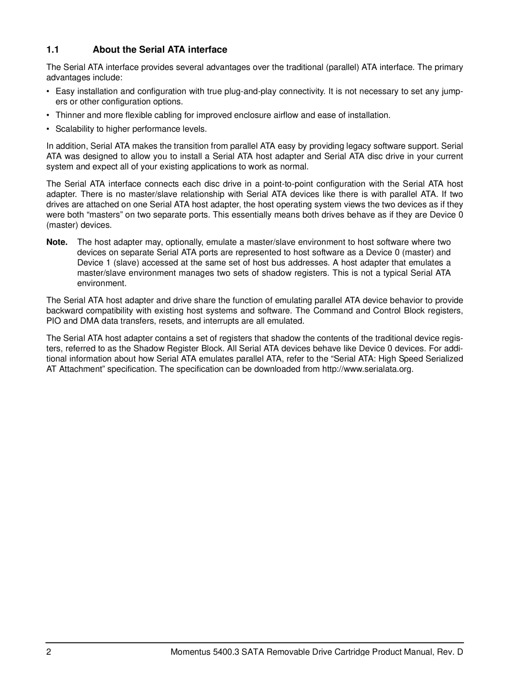 Seagate 5400.3 SATA manual About the Serial ATA interface 