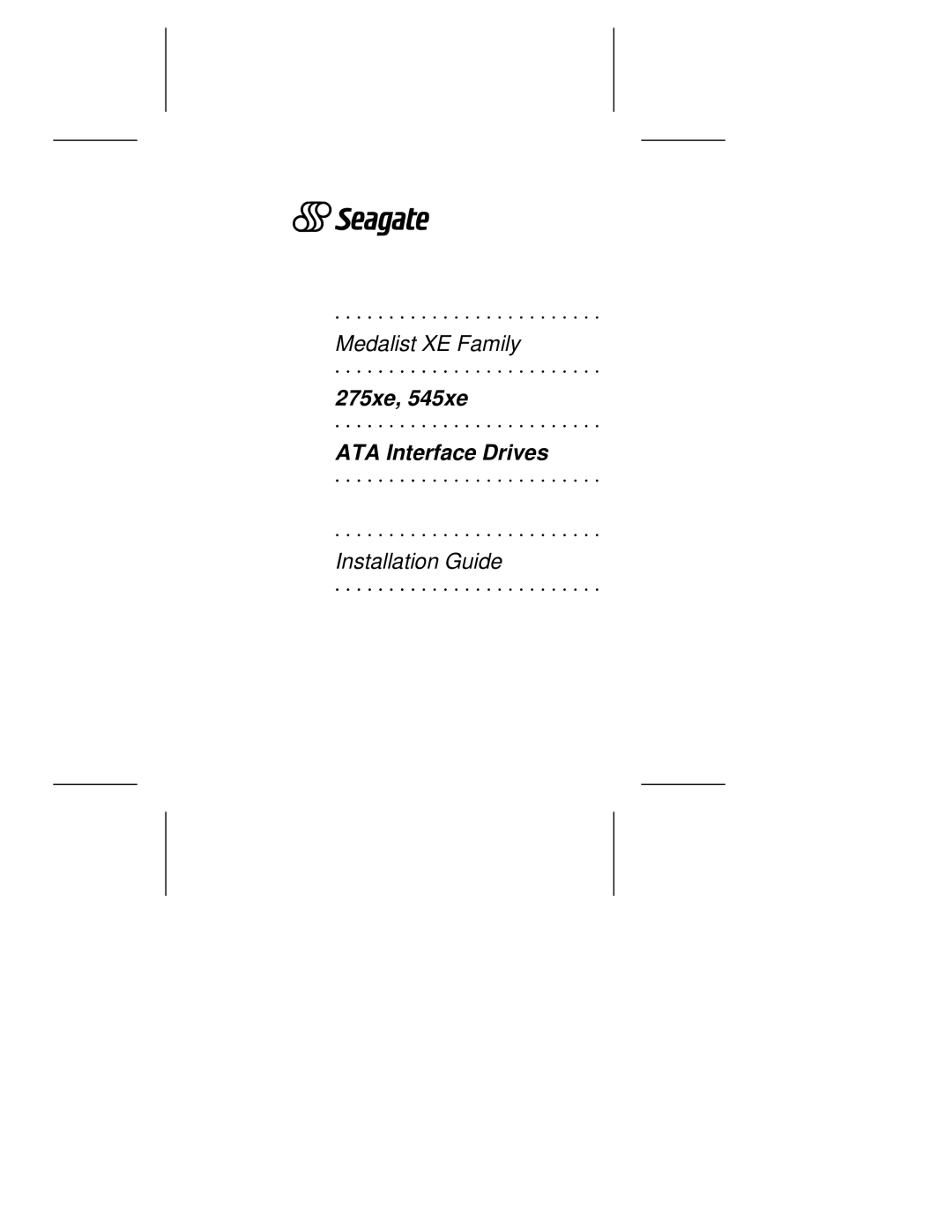 Seagate 275XE, 545XE manual 275xe, 545xe ATA Interface Drives 