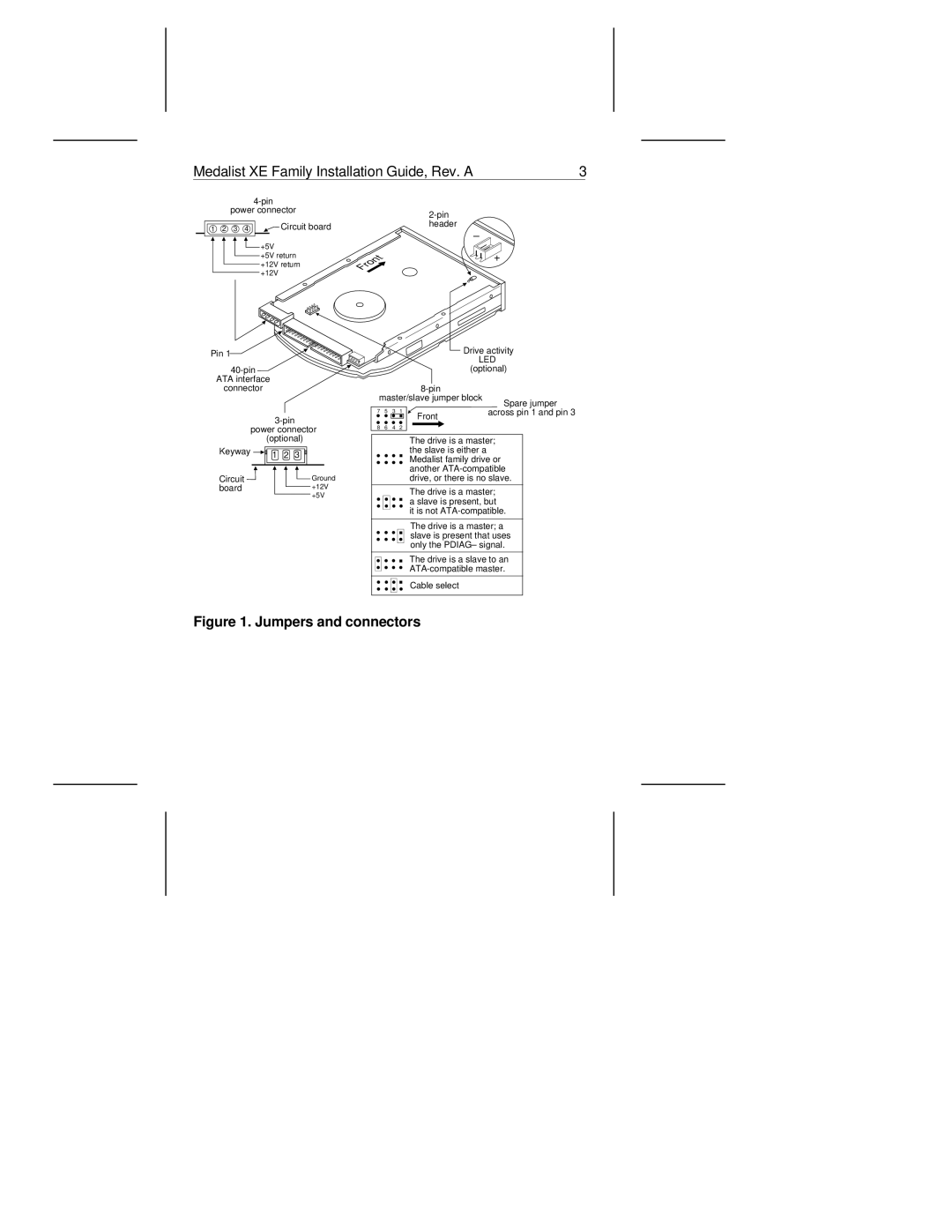 Seagate 275XE, 545XE manual Jumpers and connectors 