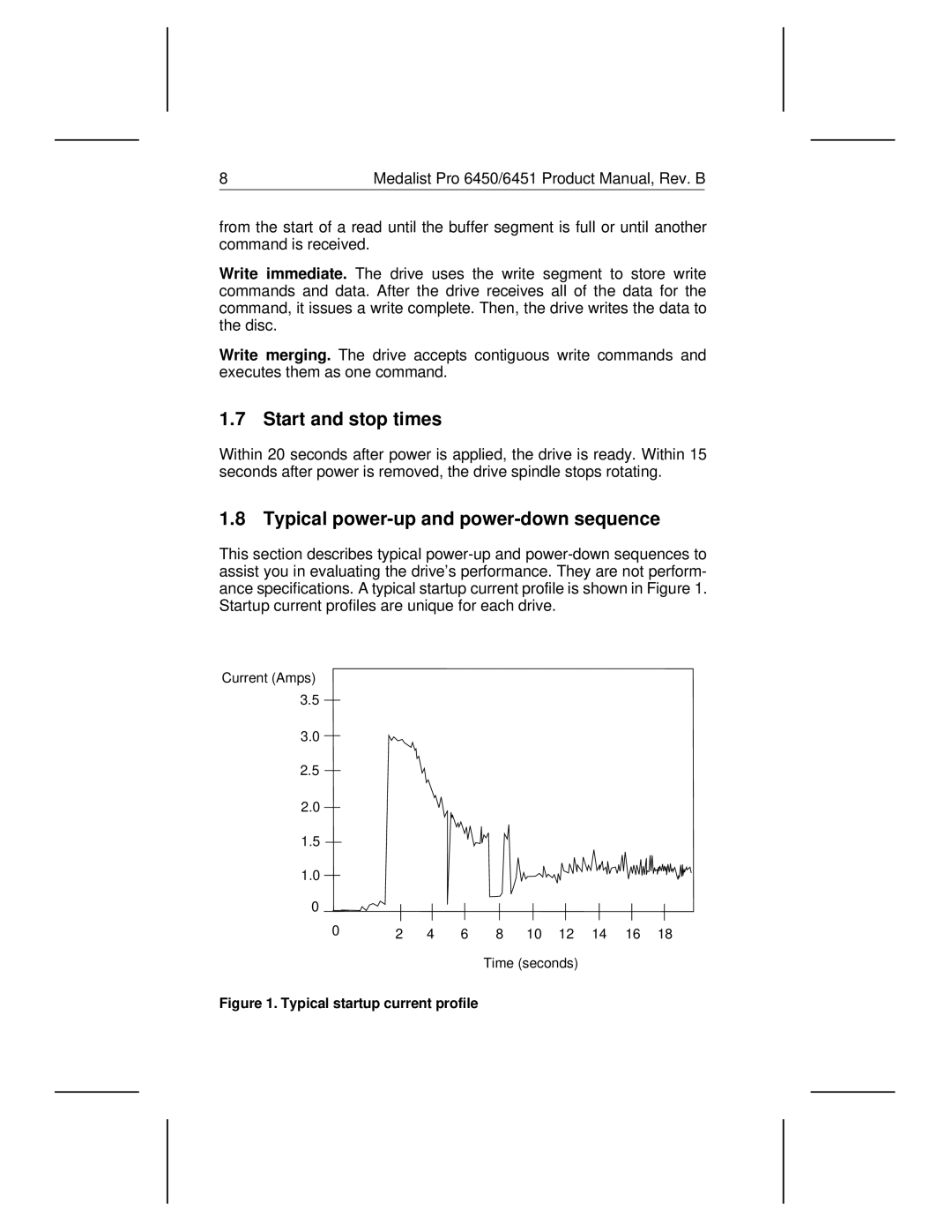 Seagate 6451, 6450 manual Start and stop times, Typical power-up and power-down sequence 