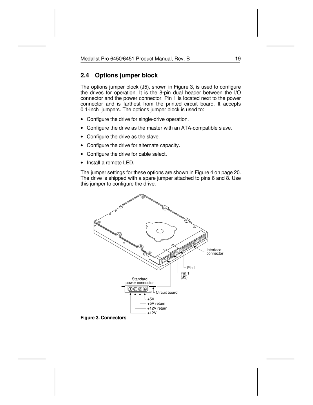 Seagate 6450, 6451 manual Options jumper block, Connectors 