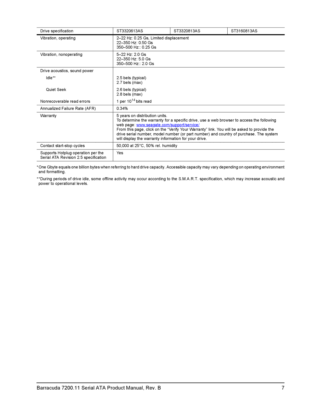 Seagate manual Barracuda 7200.11 Serial ATA Product Manual, Rev. B 