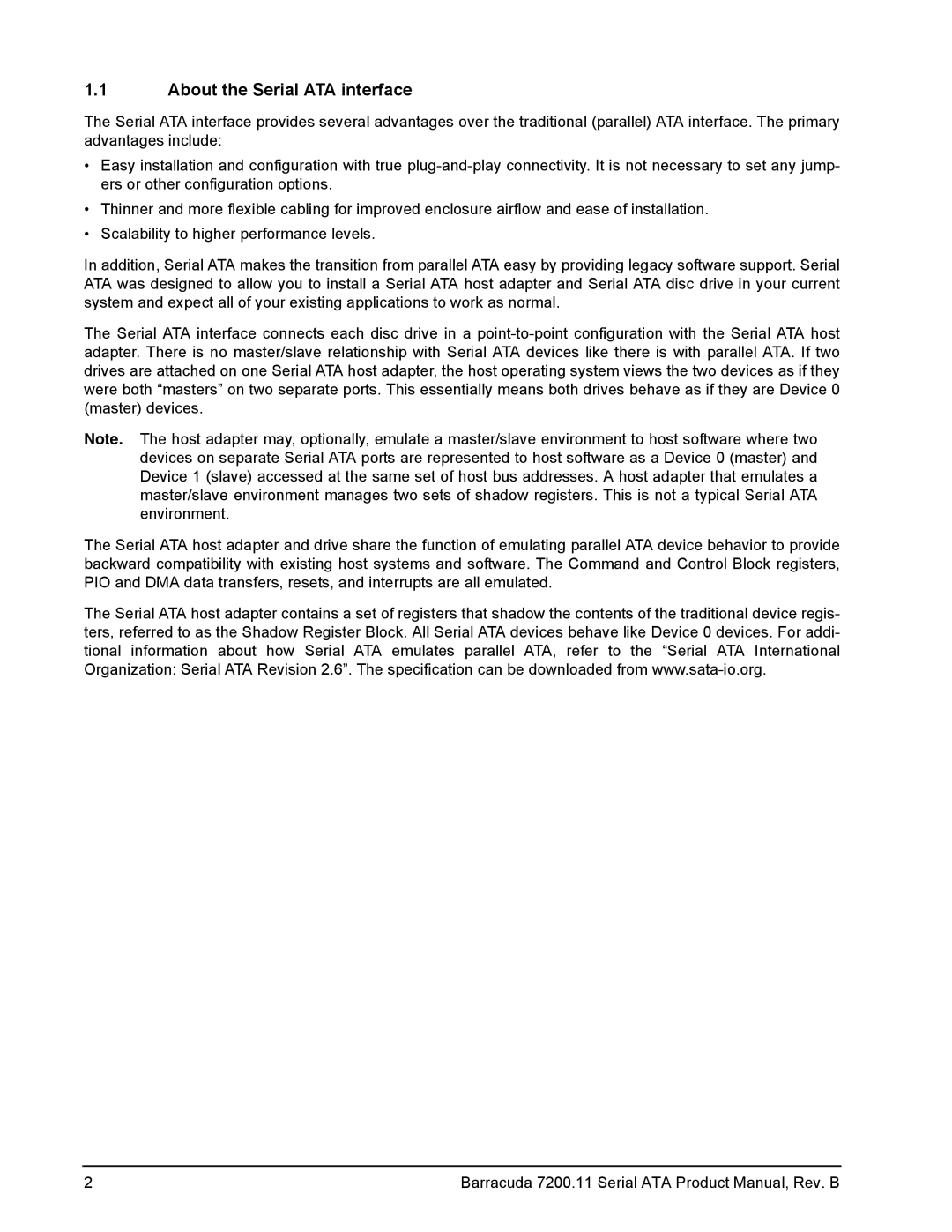 Seagate 7200.11 manual About the Serial ATA interface 