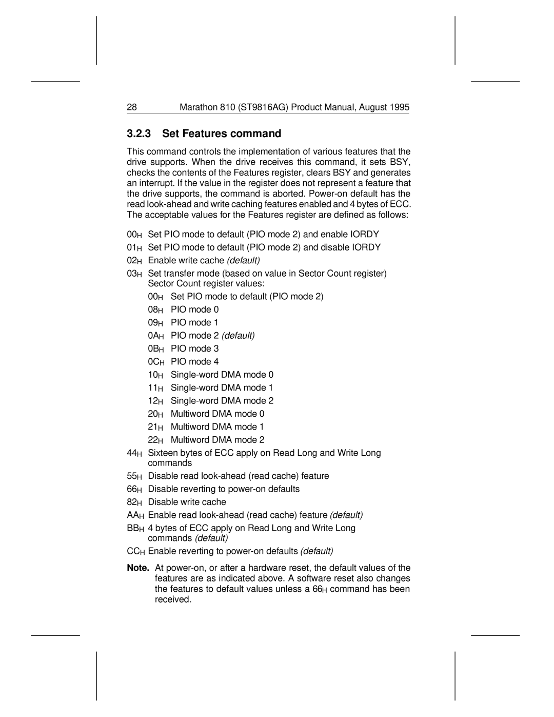 Seagate 810 manual Set Features command 