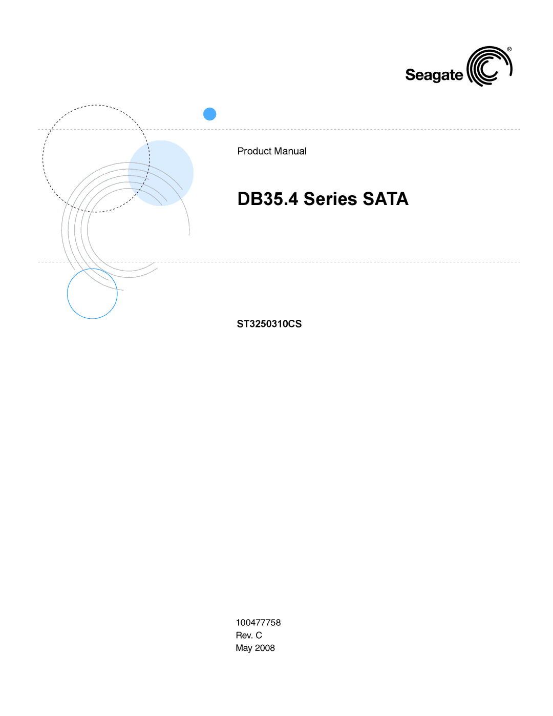 Seagate manual DB35.4 Series Sata, ST3250310CS 