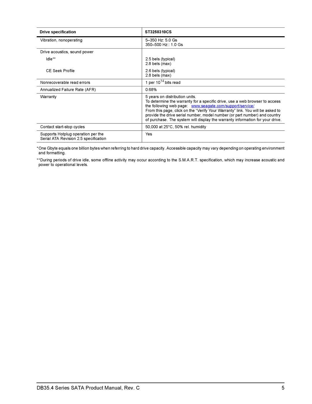 Seagate manual DB35.4 Series Sata Product Manual, Rev. C 