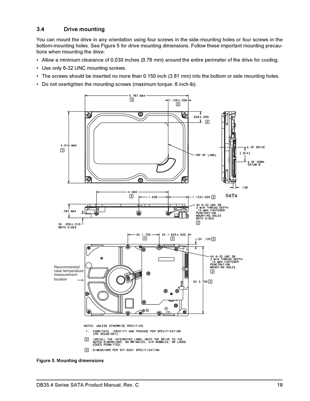 Seagate DB35.4 manual Drive mounting, Mounting dimensions 