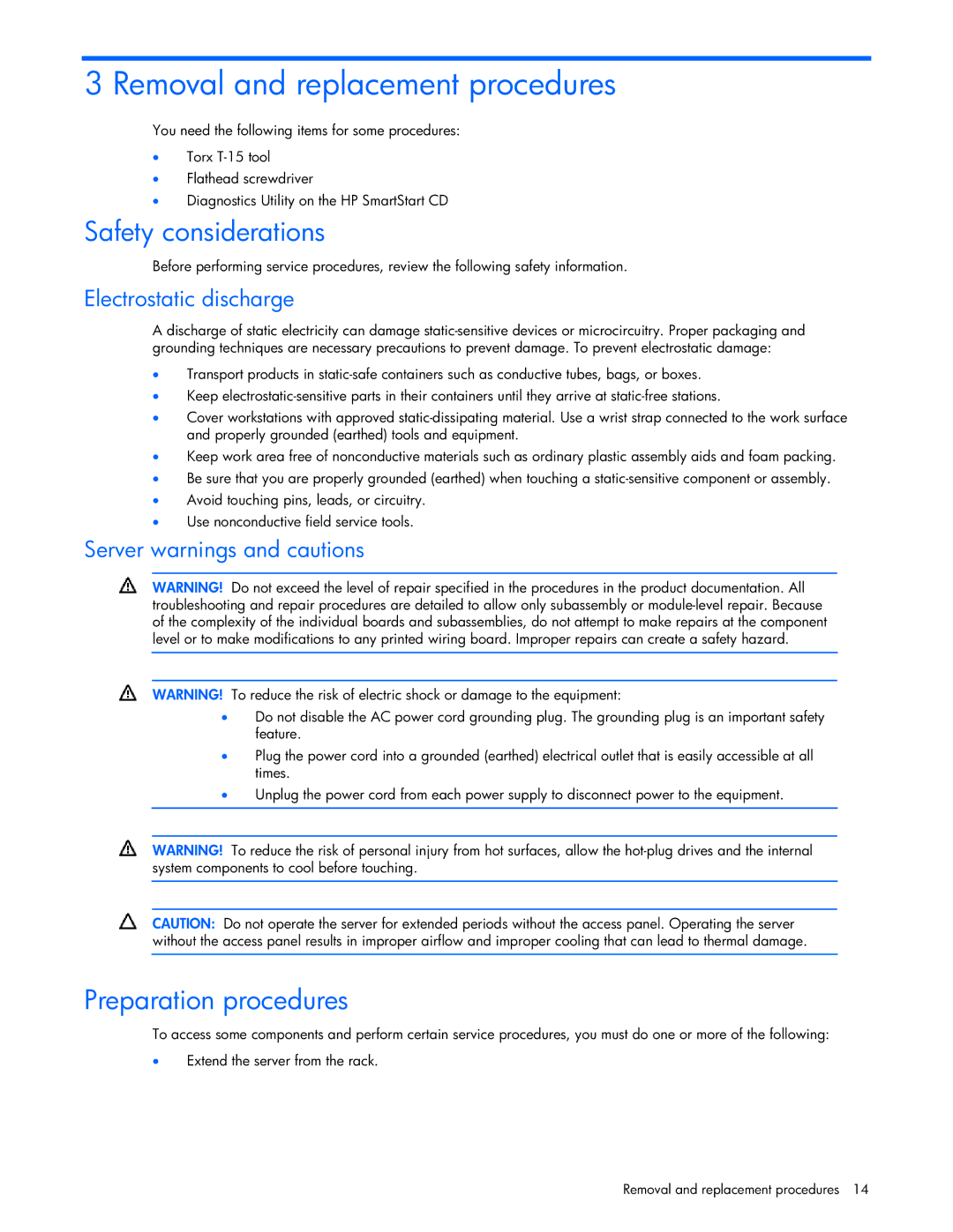 Seagate DL585 Removal and replacement procedures, Safety considerations, Preparation procedures, Electrostatic discharge 