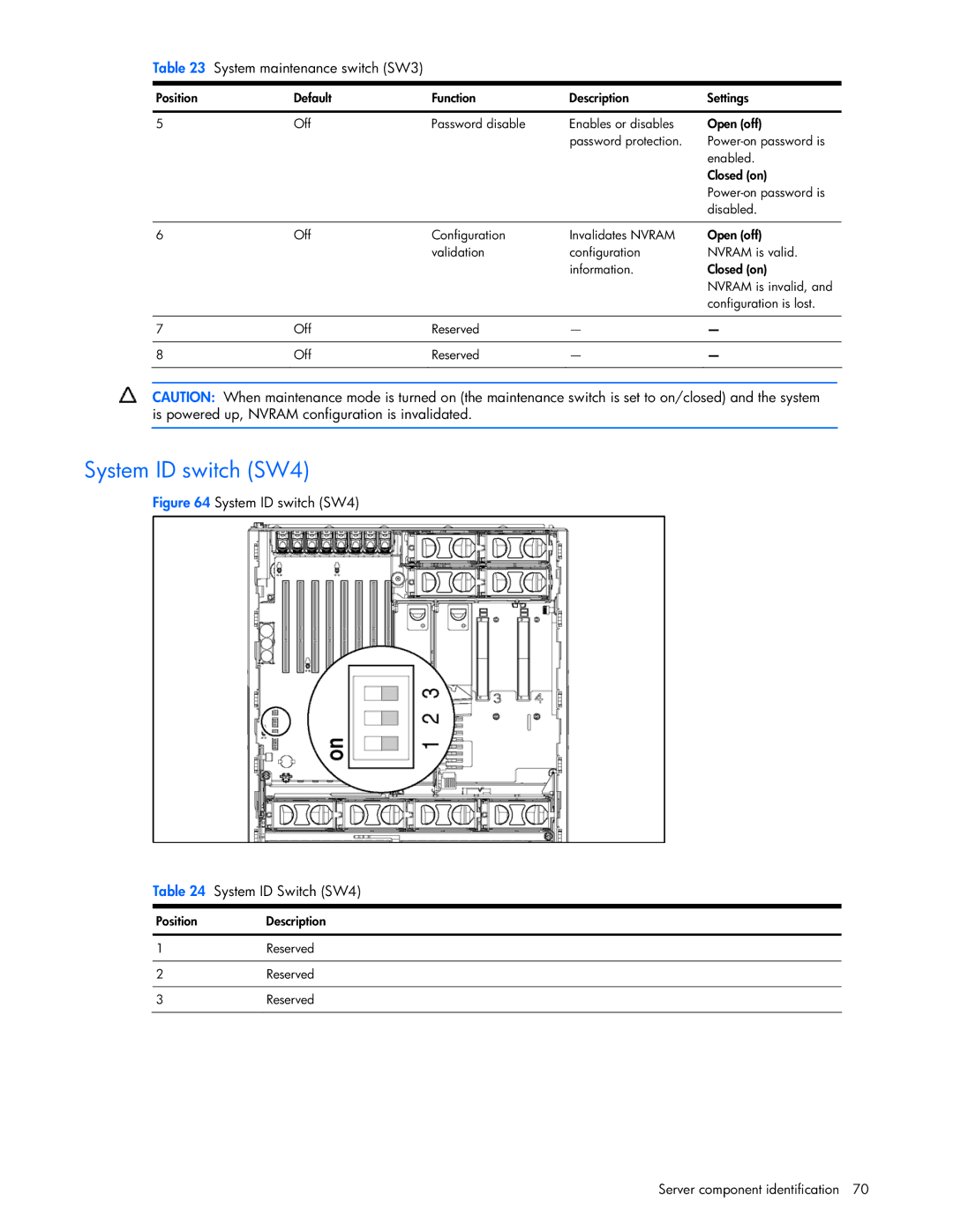 Seagate DL585 manual System ID switch SW4 System ID Switch SW4 