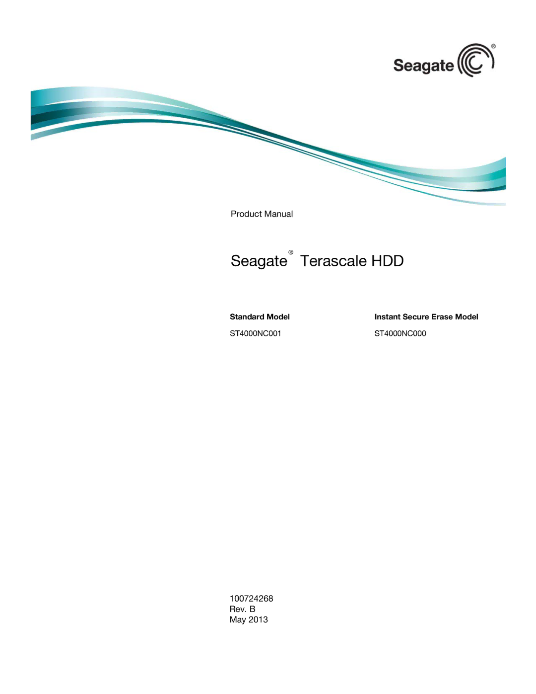 Seagate Enterprise Value manual Seagate Terascale HDD 