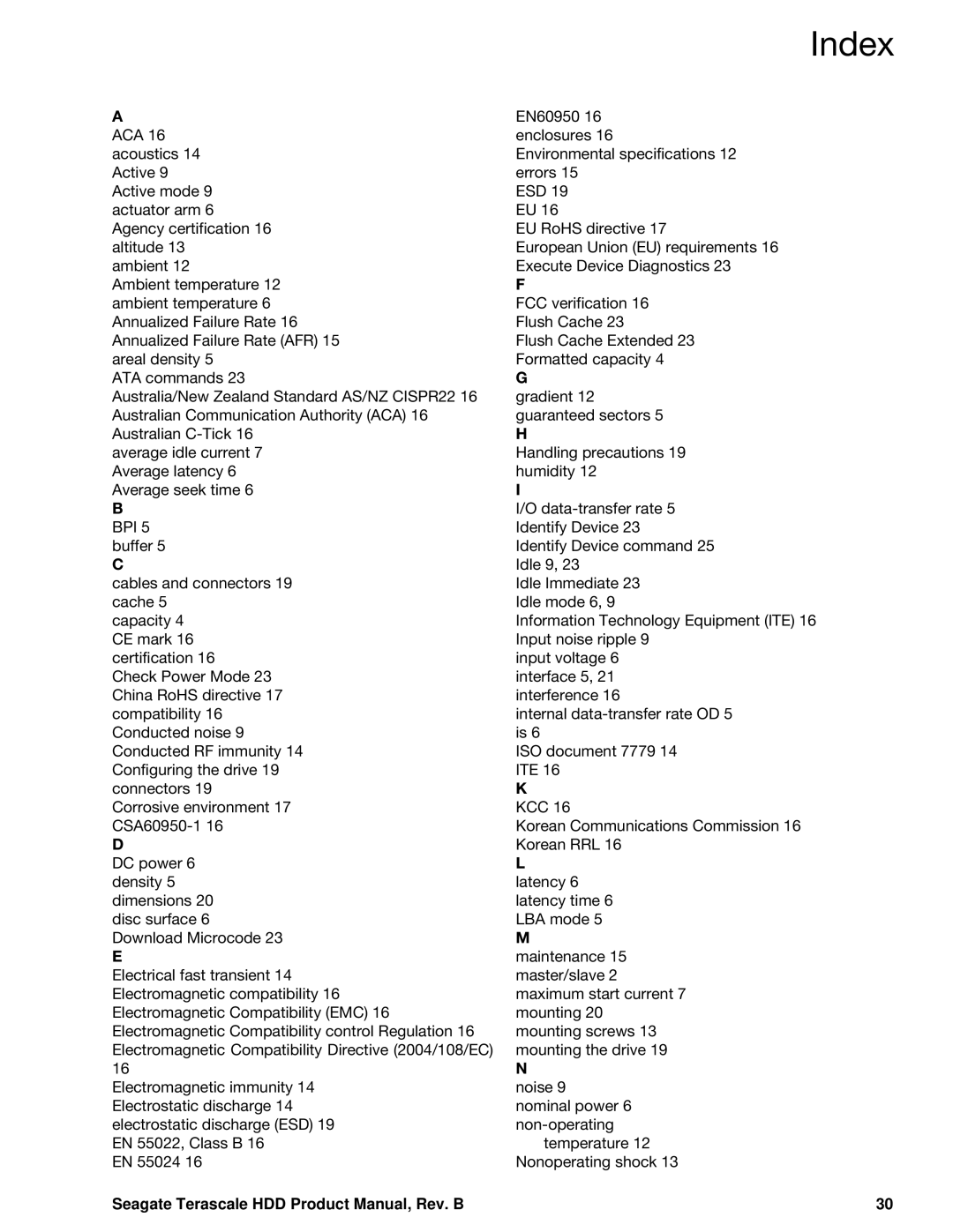 Seagate Enterprise Value manual Seagate Terascale HDD Product Manual, Rev. B, Noise 