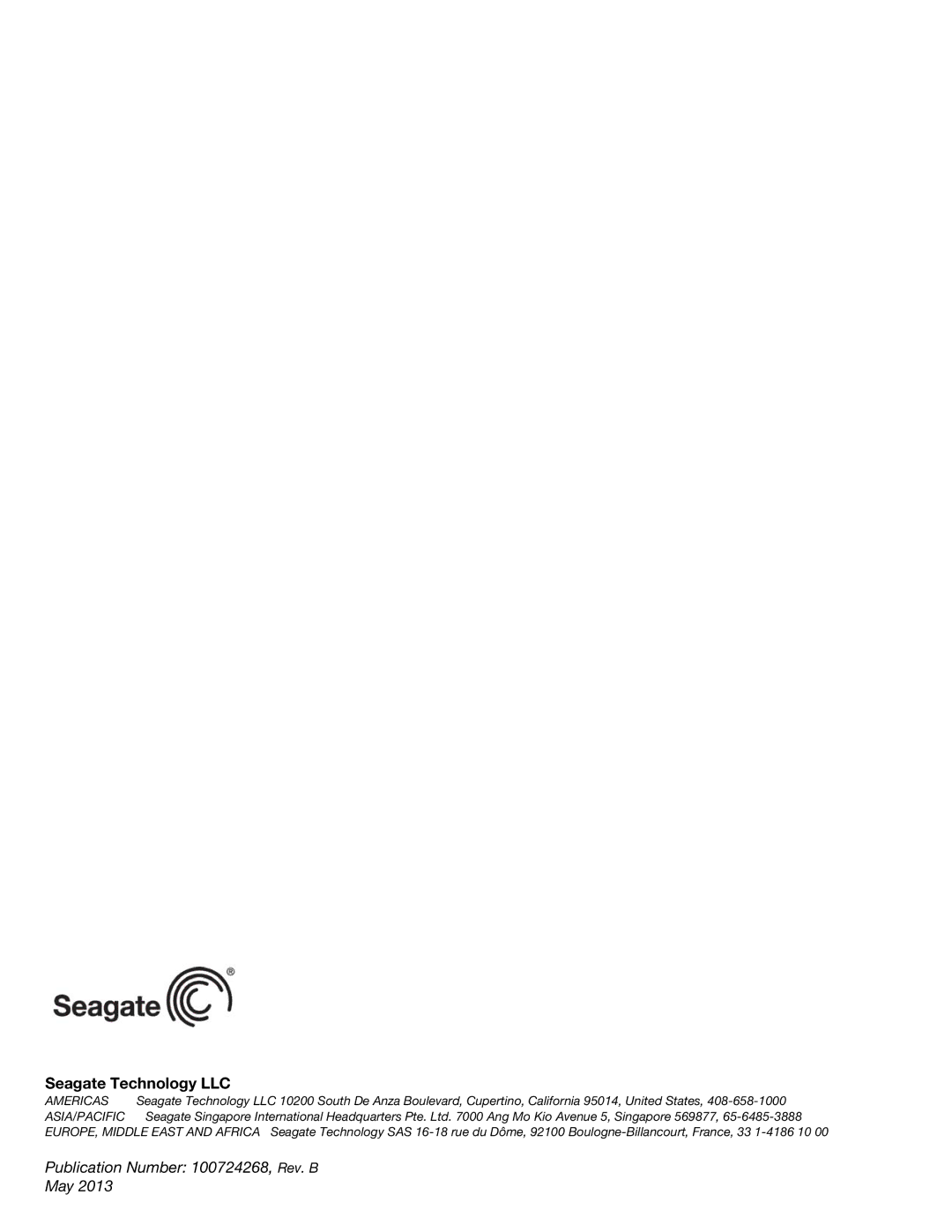 Seagate Enterprise Value manual Seagate Technology LLC, Americas 