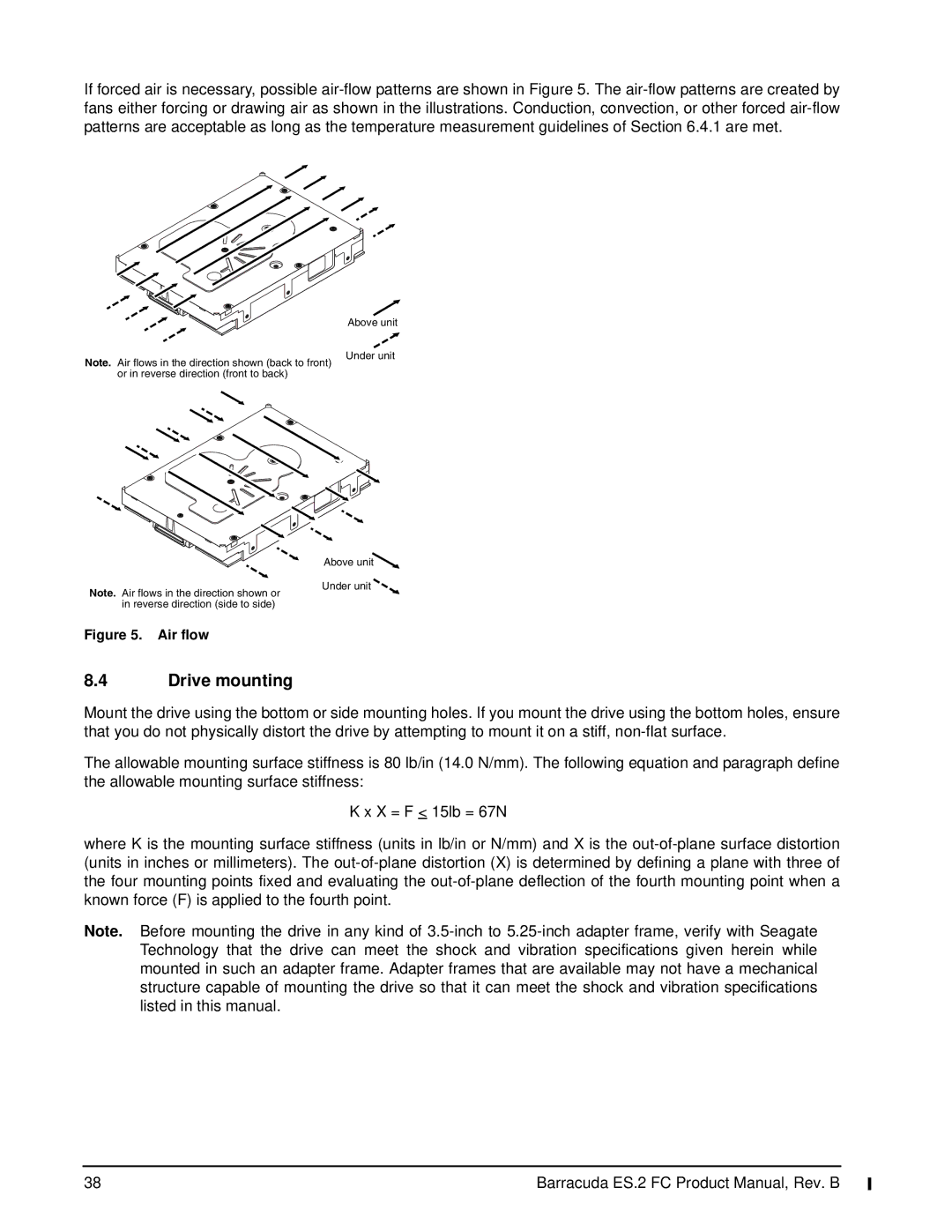 Seagate ES.2 FC, ST31000640FC manual Drive mounting, Air flow 