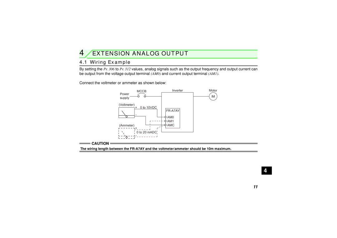 Seagate FR-A7AY instruction manual Extension Analog Output, Wiring Example 