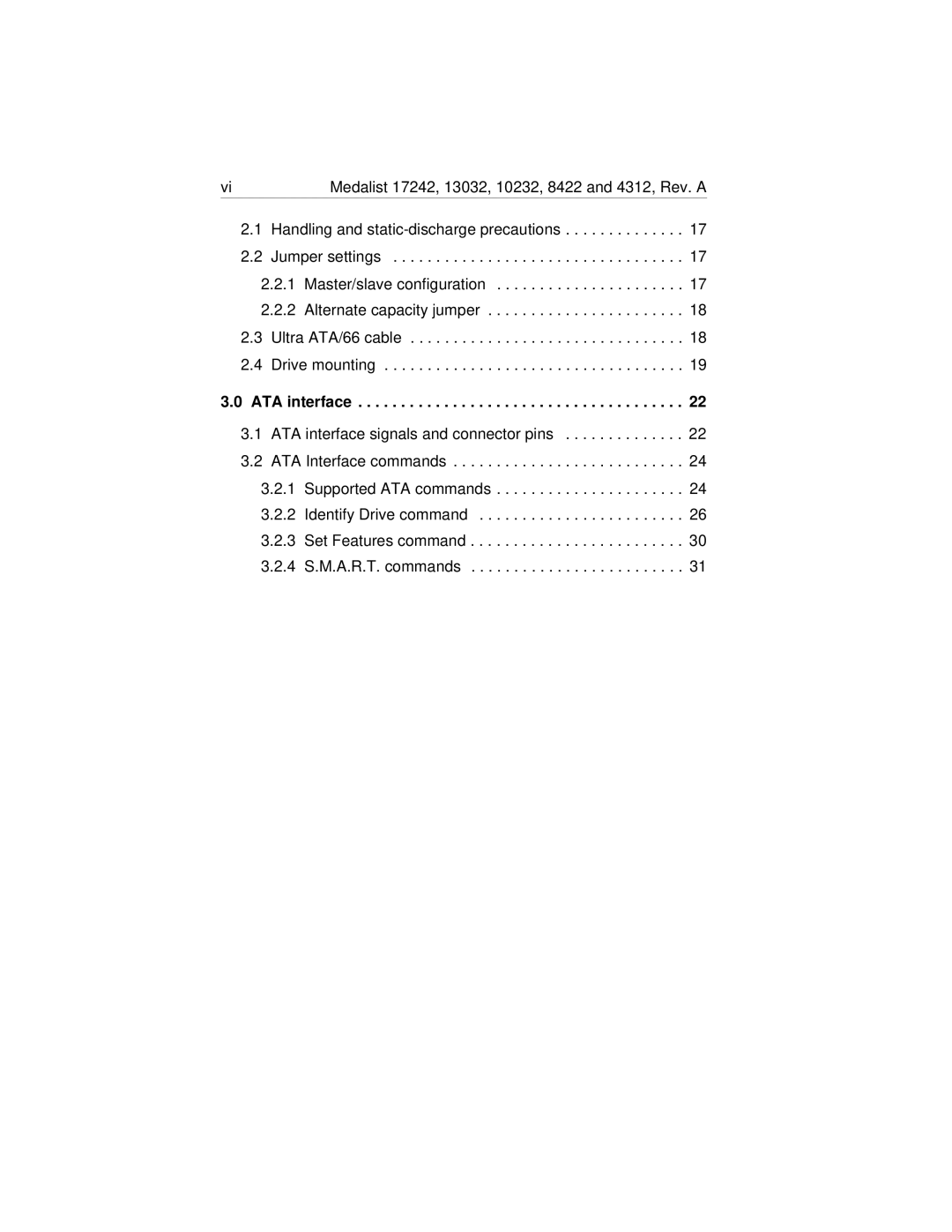 Seagate Medalist 17242 manual ATA interface 