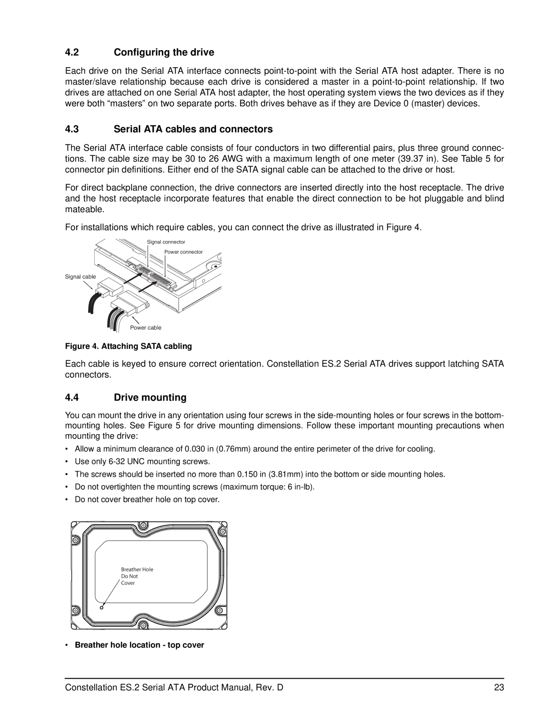 Seagate ST33000650NS, SED FIPS 140-2 MODEL manual Configuring the drive, Serial ATA cables and connectors, Drive mounting 