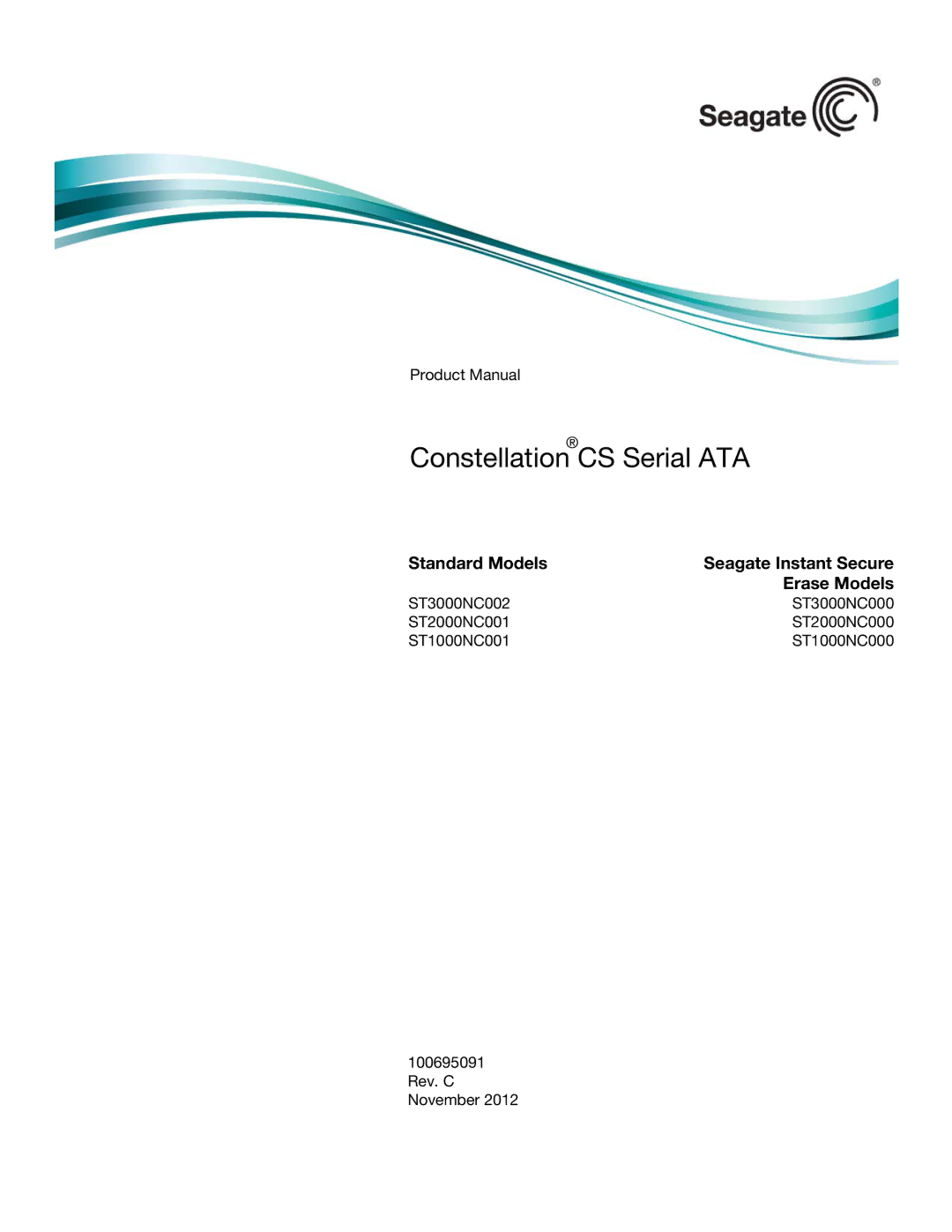 Seagate ST1000NC000, ST1000NC001, ST2000NC001, ST2000NC000, ST3000NC002, ST3000NC000 manual ConstellationCS Serial ATA 