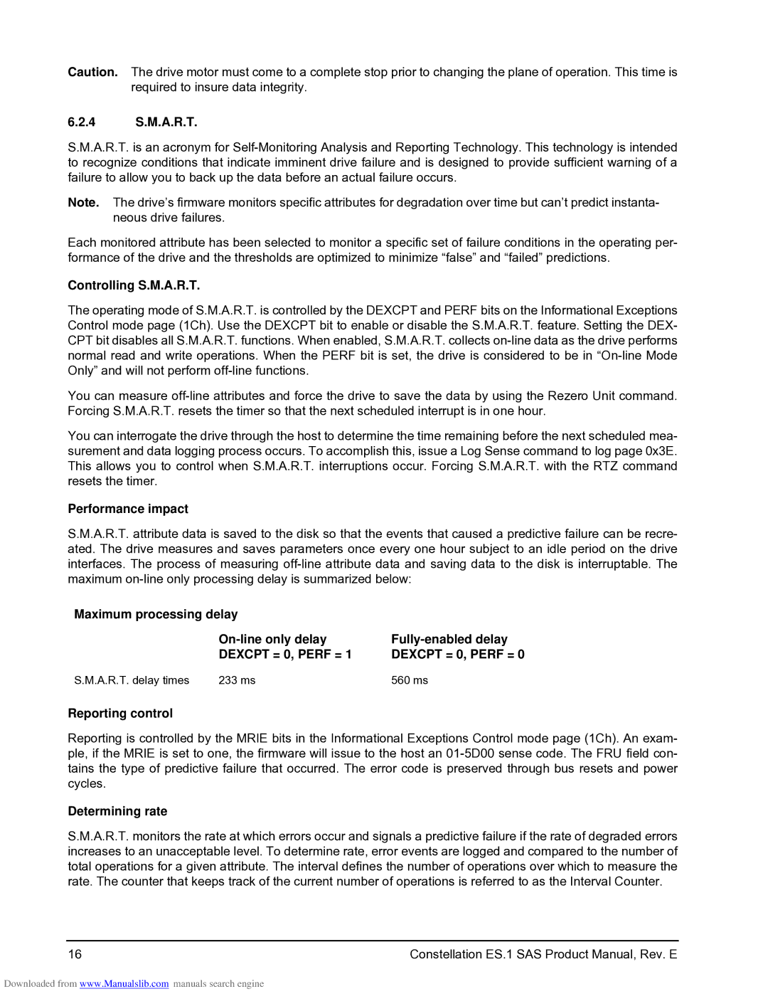 Seagate ST500NM0041 manual 4 S.M.A.R.T, Controlling S.M.A.R.T, Performance impact, Reporting control, Determining rate 