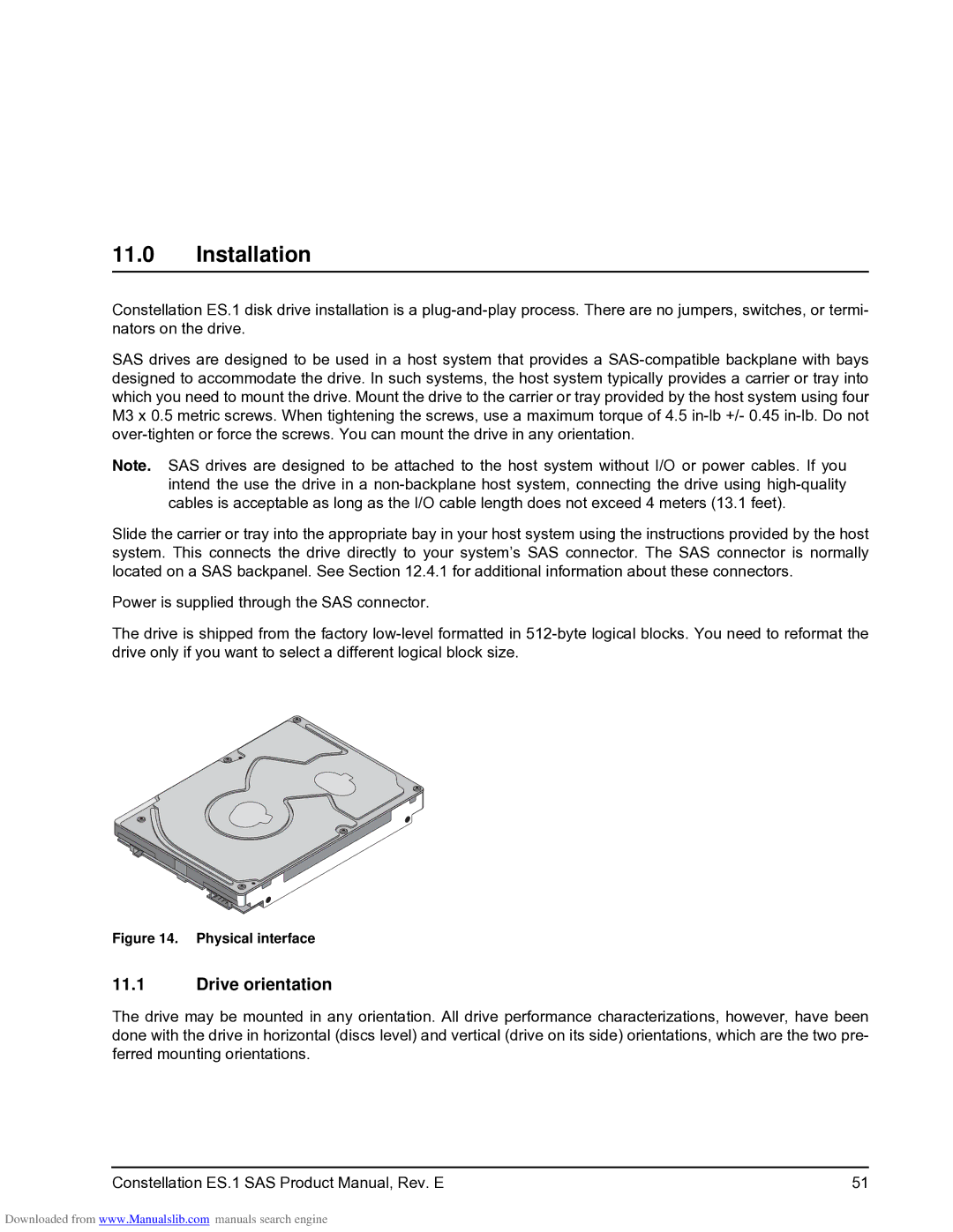 Seagate ST2000NM0001, ST1000NM0001, ST1000NM0021, ST1000NM0041, ST2000NM0041, ST2000NM0021 Installation, Drive orientation 