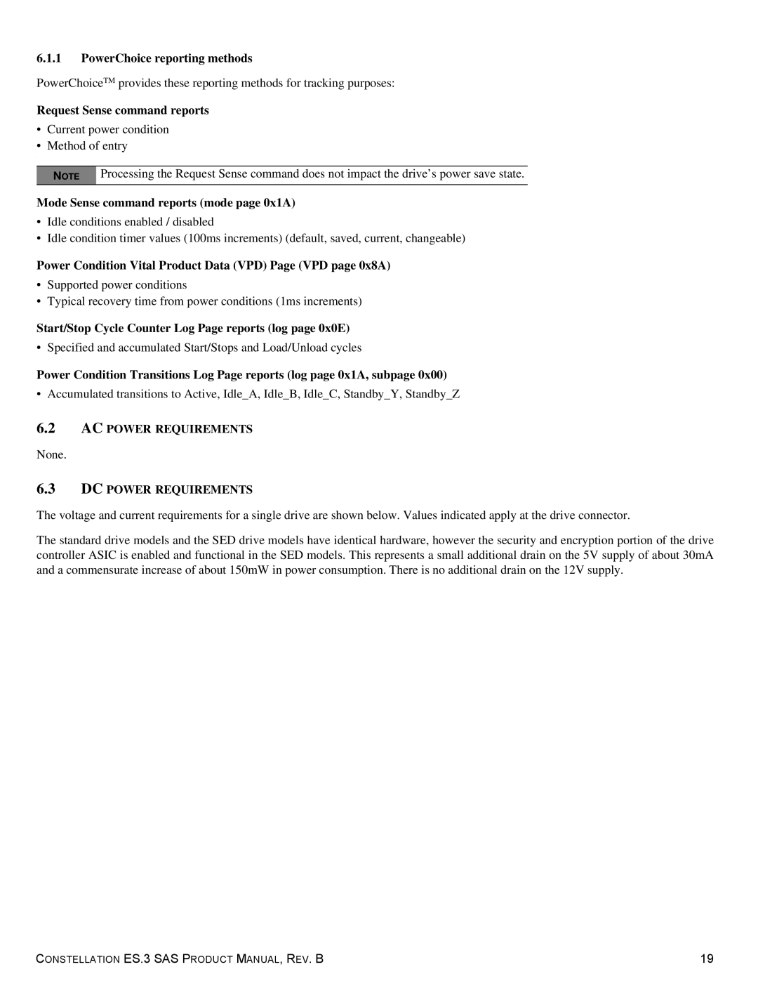 Seagate ST1000NM0033 manual AC Power Requirements, DC Power Requirements 