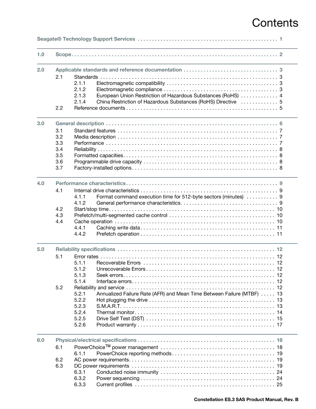 Seagate ST1000NM0033 manual Contents 