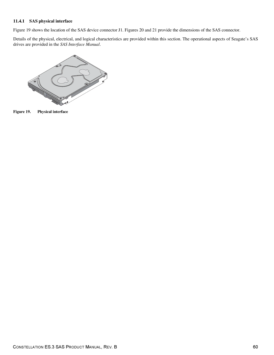 Seagate ST1000NM0033 manual SAS physical interface, Physical interface 