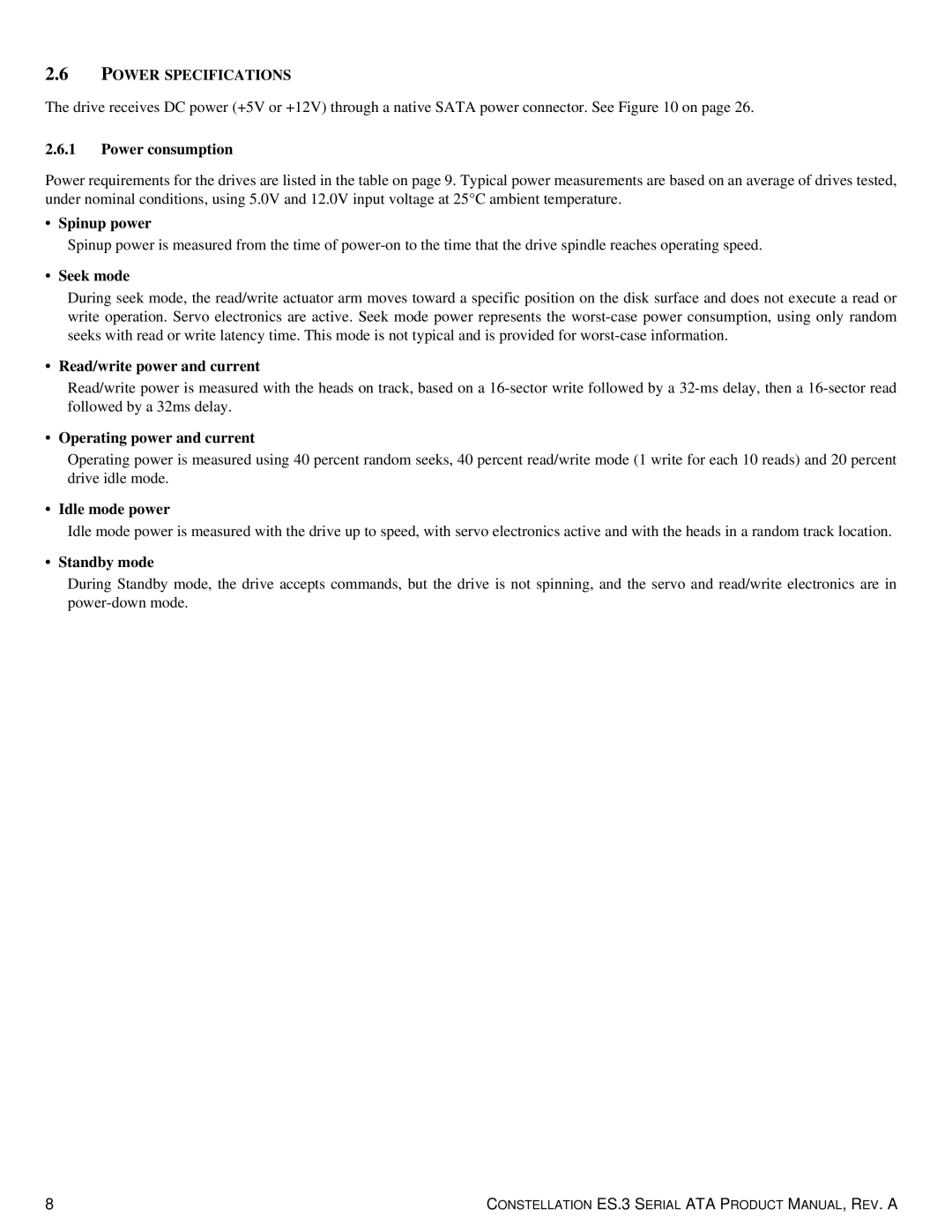 Seagate ST1000NM0033 manual Power Specifications 