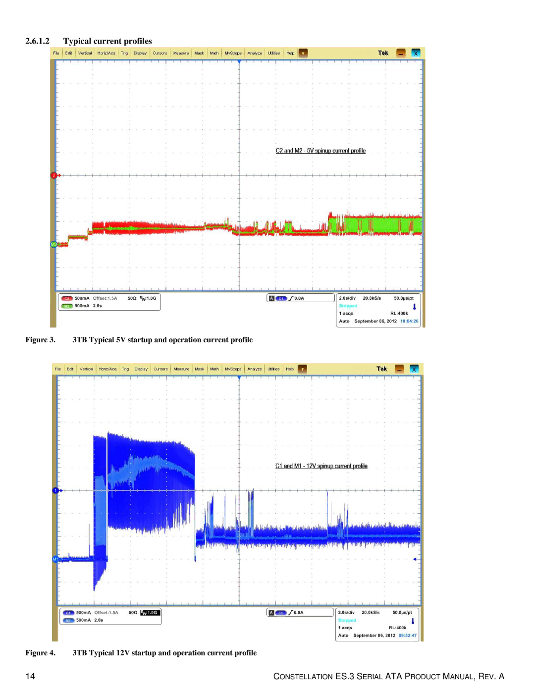 Seagate ST1000NM0033 manual Typical current profiles 