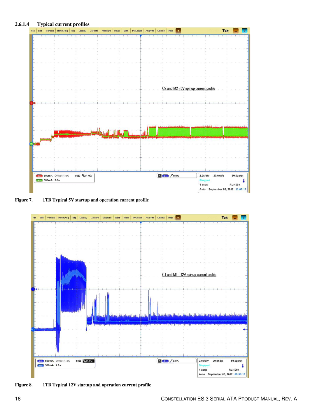 Seagate ST1000NM0033 manual Typical current profiles 