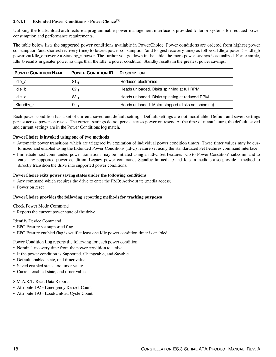 Seagate ST1000NM0033 manual Extended Power Conditions PowerChoiceTM, PowerChoice is invoked using one of two methods 