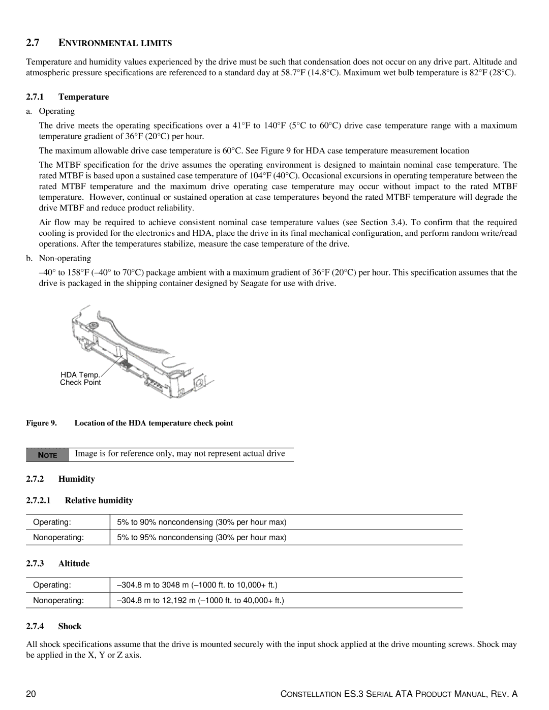 Seagate ST1000NM0033 manual Environmental Limits 