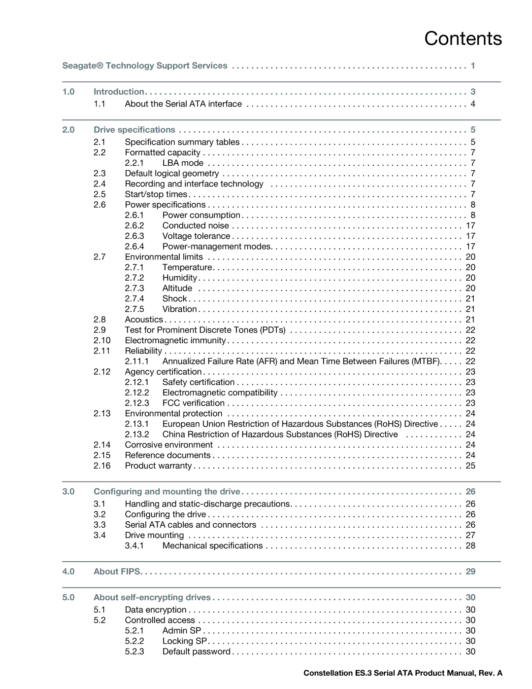 Seagate ST1000NM0033 manual Contents 