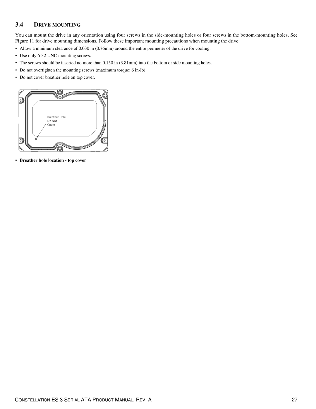 Seagate ST1000NM0033 manual Drive Mounting 