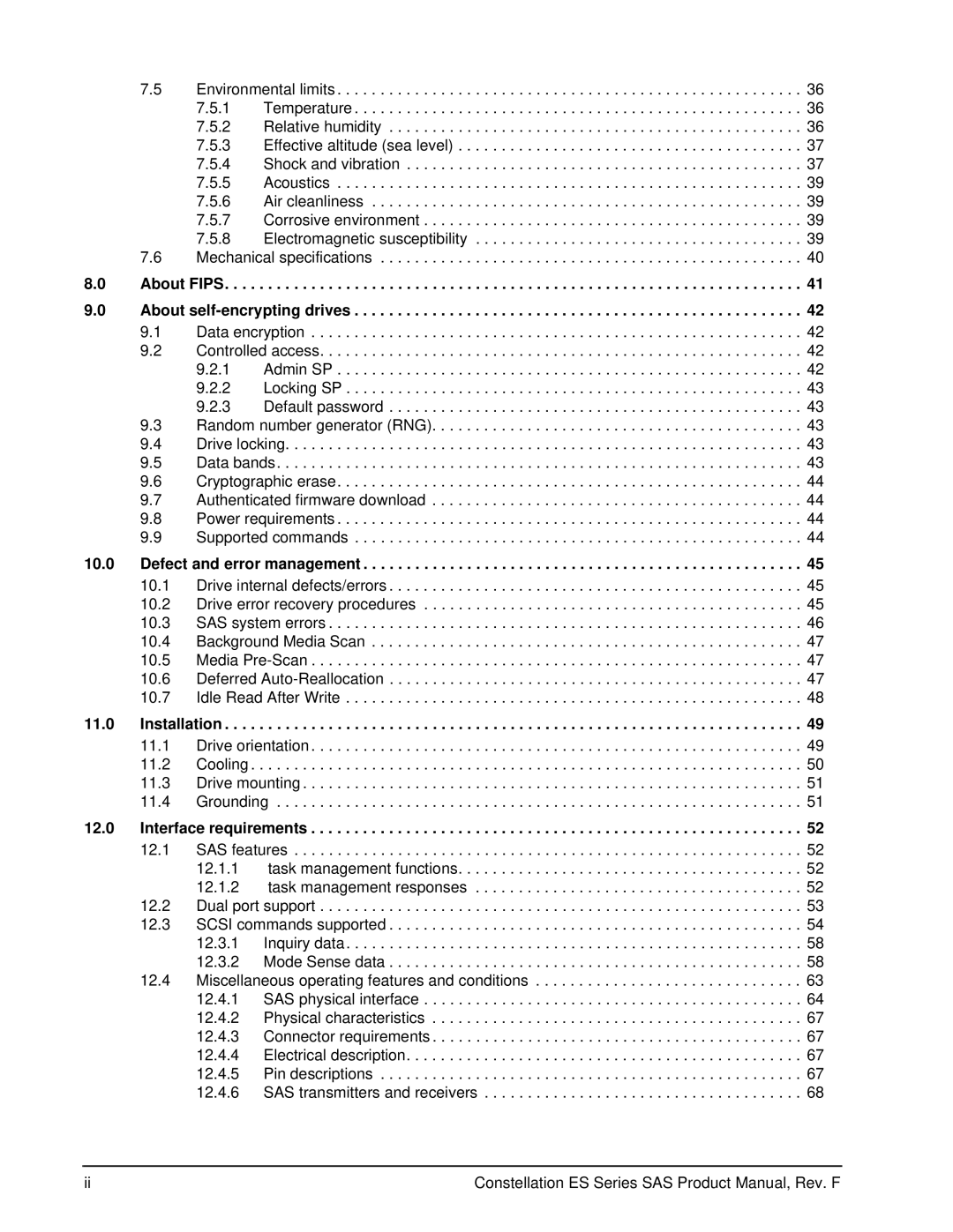 Seagate ST2000NM0043, ST1000NM0063 manual About Fips About self-encrypting drives, Defect and error management, Installation 