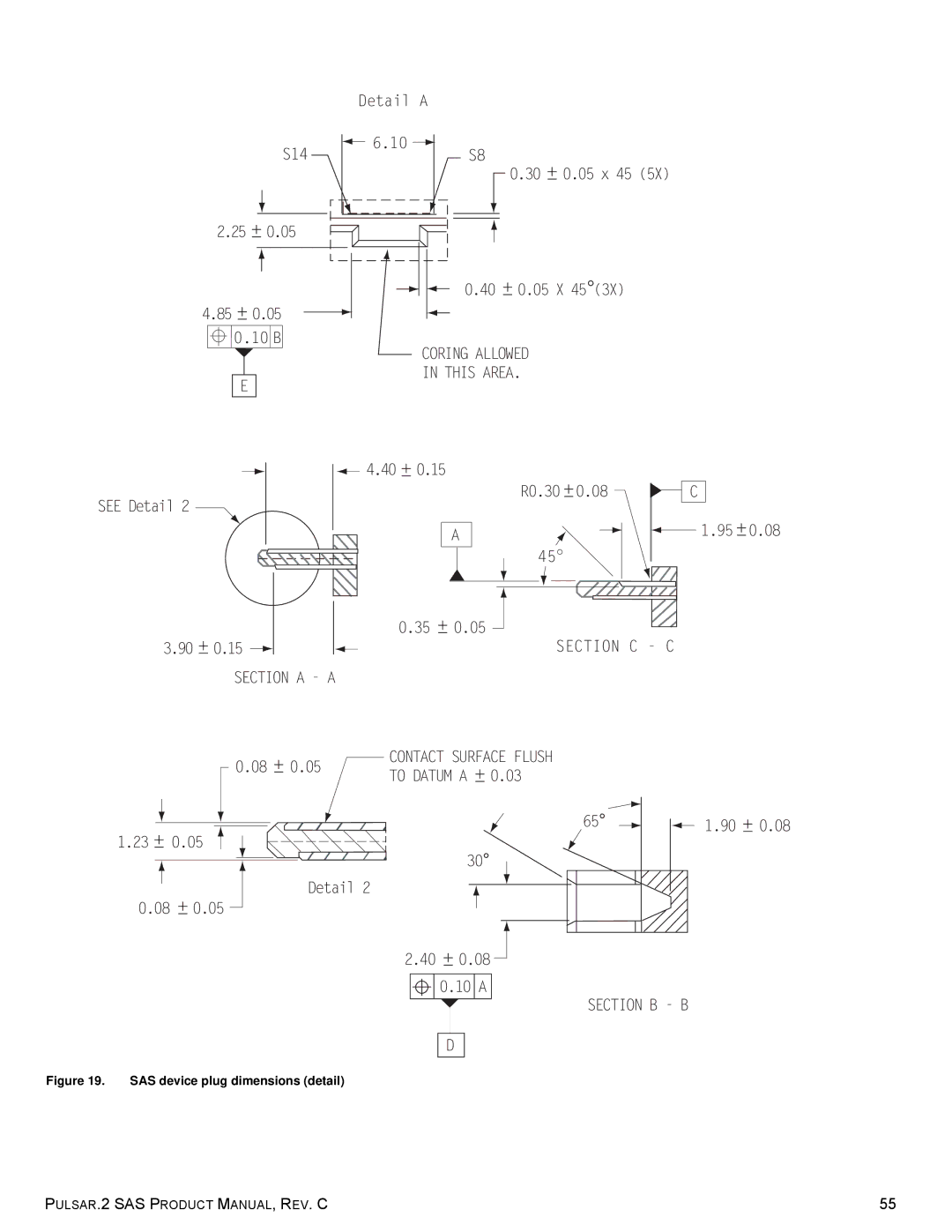 Seagate ST100FM0052, ST100FM0012, ST100FM0002, ST200FM0012, ST200FM0002, ST200FM0042, ST800FM0012 manual Section C C Section a a 