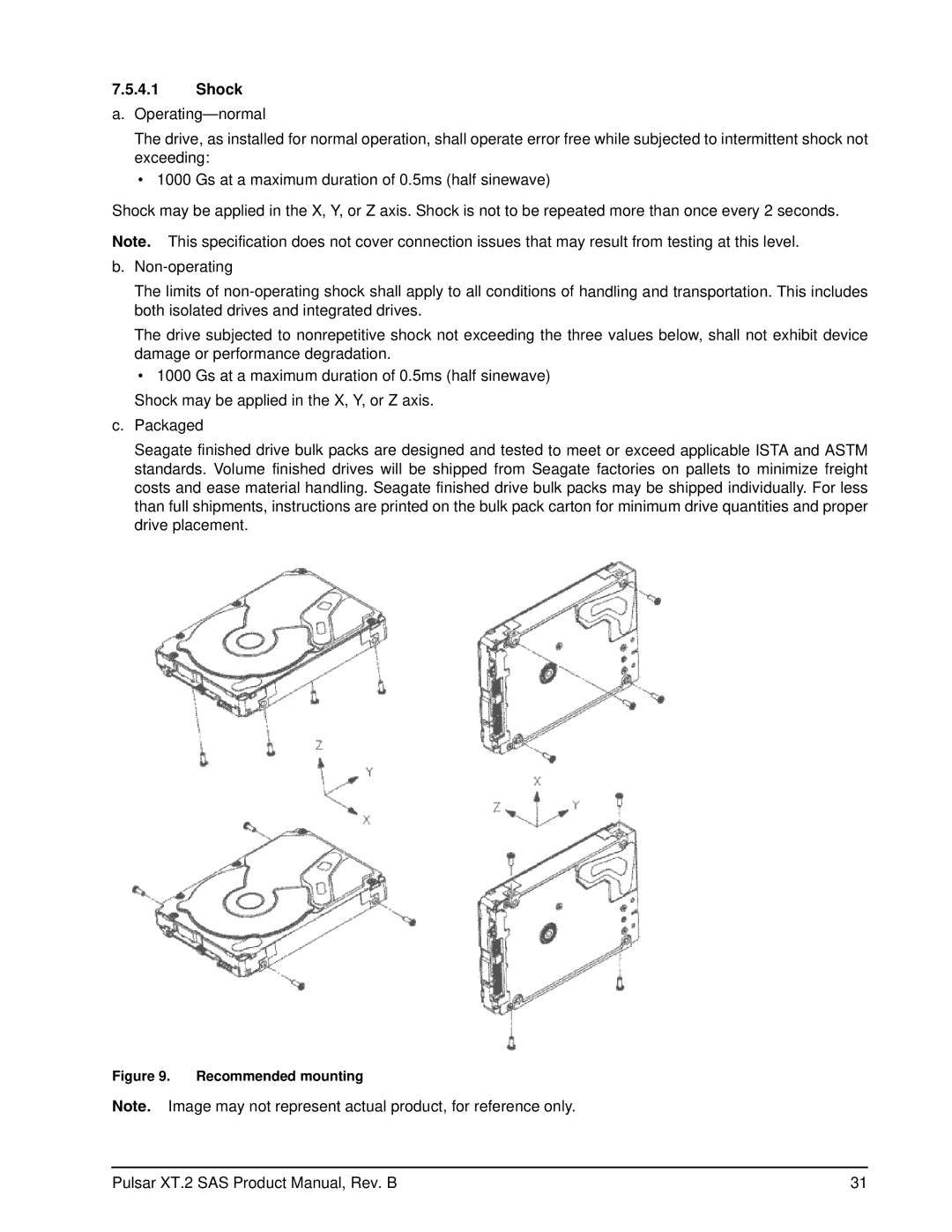 Seagate ST400FX0002, ST100FX0002, ST200FX0002, ST400FX0012 manual Shock, Recommended mounting 