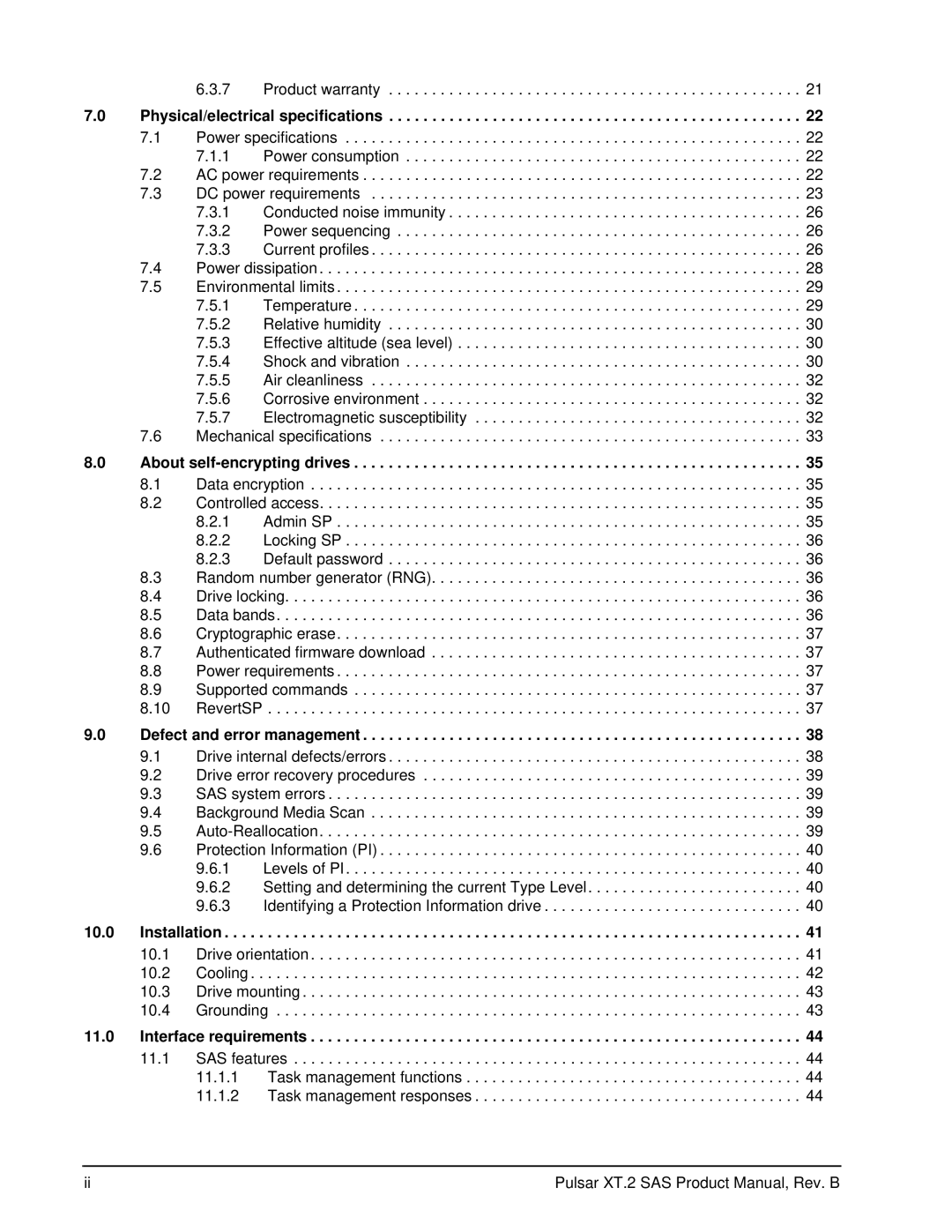 Seagate ST100FX0002 manual Physical/electrical specifications, About self-encrypting drives, Defect and error management 