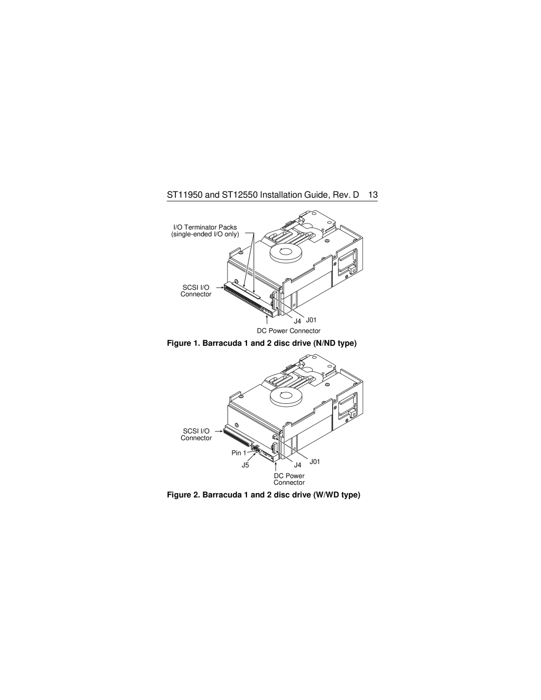Seagate ST12550N/ND/W/WD, ST11950N/ND/W/WD manual Barracuda 1 and 2 disc drive N/ND type 