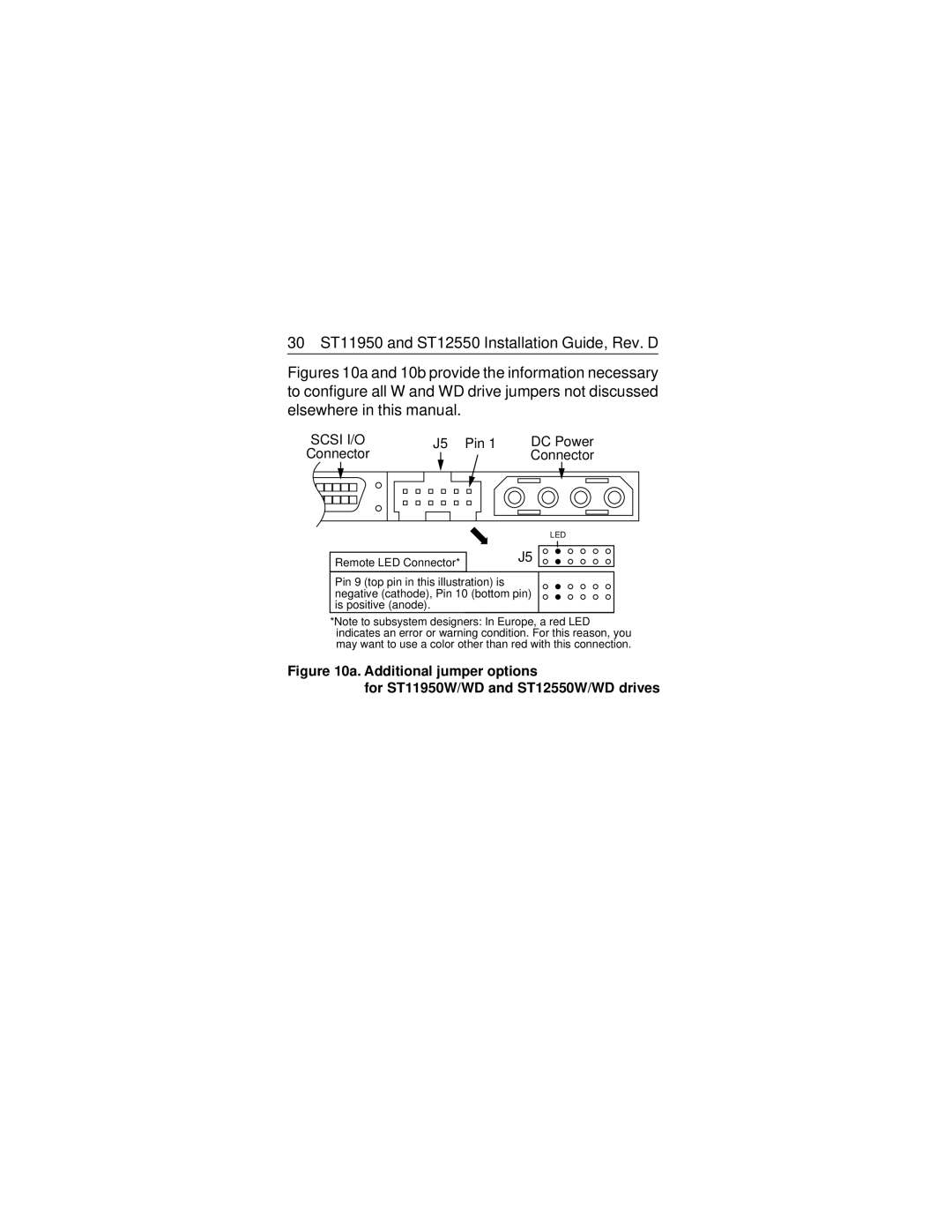 Seagate ST11950N/ND/W/WD, ST12550N/ND/W/WD manual 30 ST11950 and ST12550 Installation Guide, Rev. D, Scsi I/O 