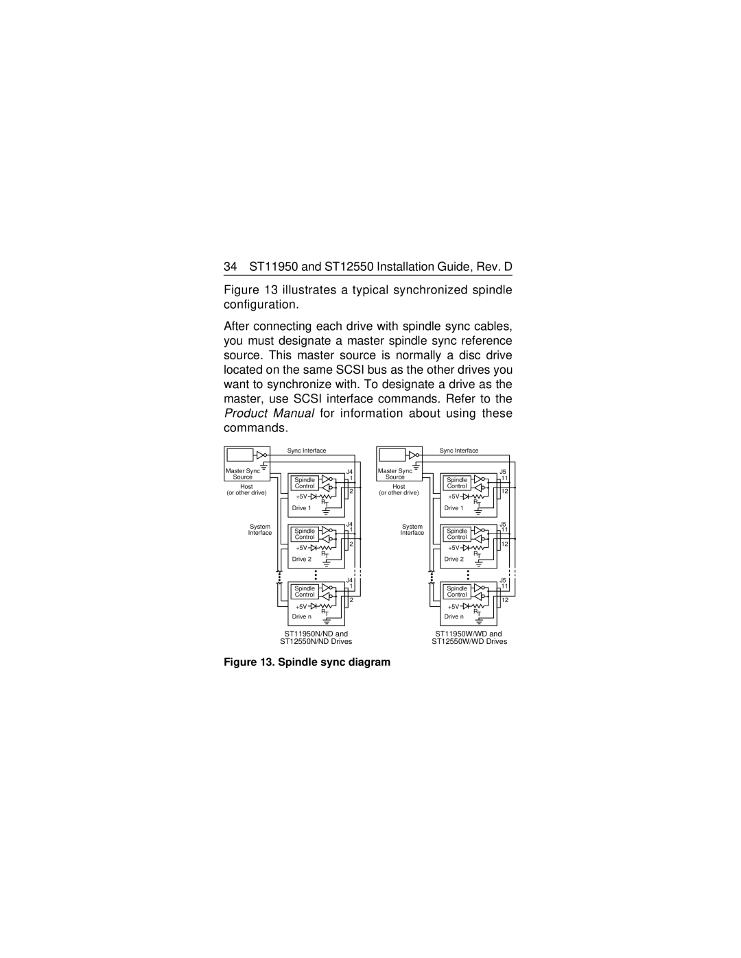 Seagate ST11950N/ND/W/WD manual 34 ST11950 and ST12550 Installation Guide, Rev. D, ST11950N/ND ST12550N/ND Drives 