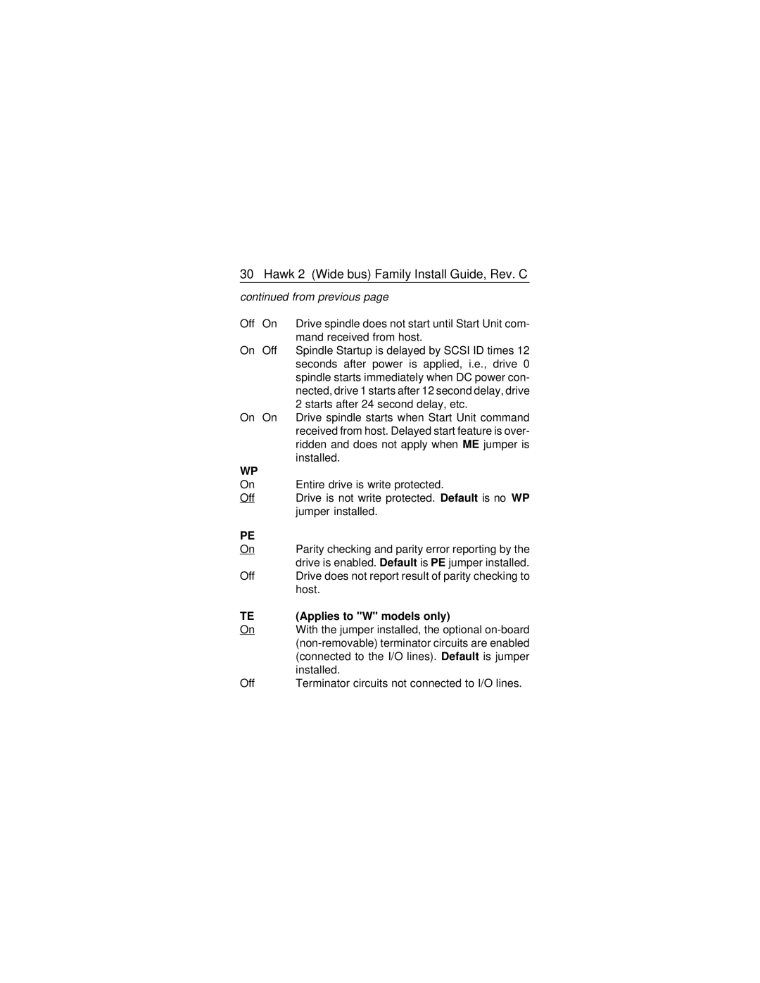 Seagate ST12400W/WD/WC, ST11900W/WD/WC manual Hawk 2 Wide bus Family Install Guide, Rev. C 