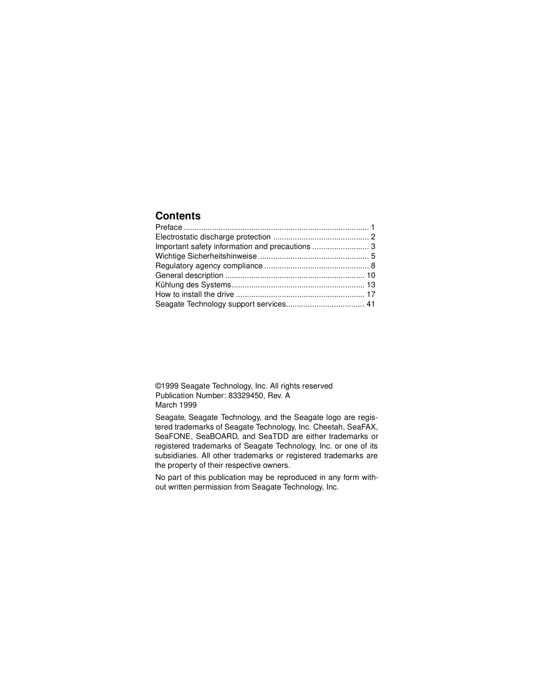 Seagate ST136403LW/LC manual Contents 