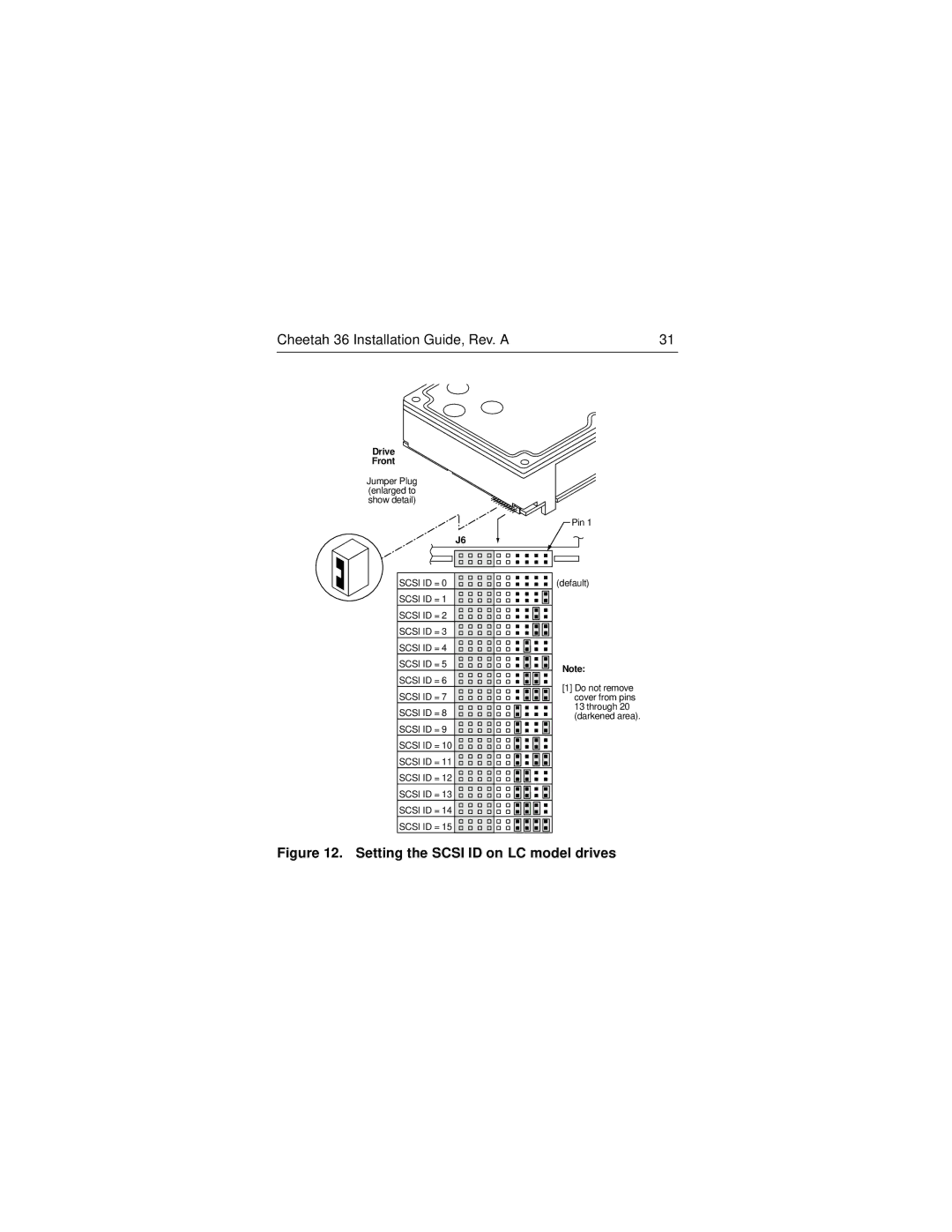 Seagate ST136403LW/LC manual Setting the Scsi ID on LC model drives 