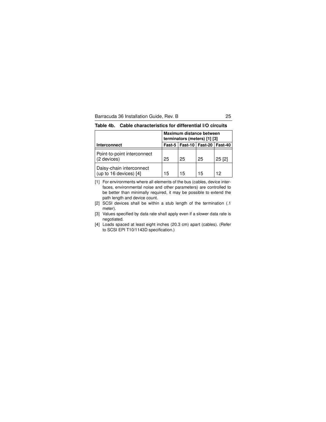 Seagate ST136475LW/LC manual Cable characteristics for differential I/O circuits 