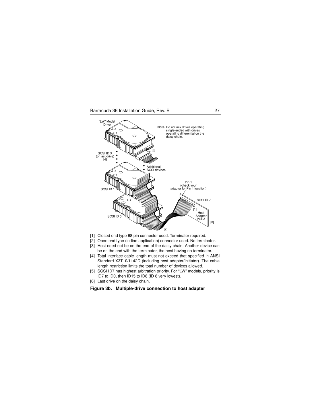 Seagate ST136475LW/LC manual Multiple-drive connection to host adapter 