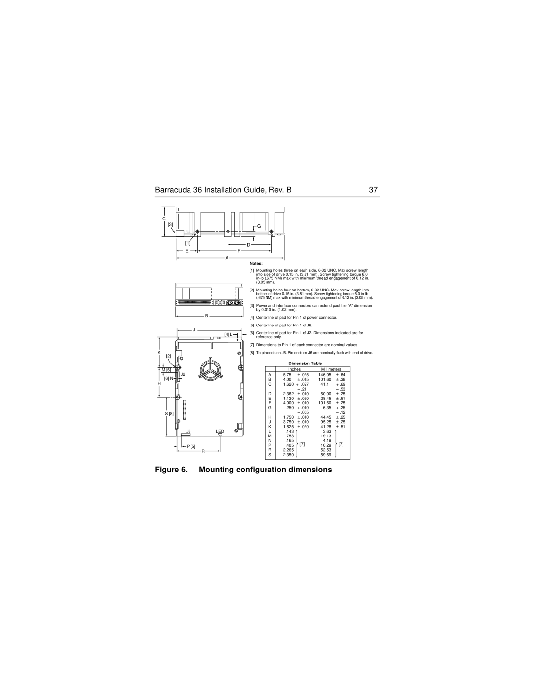 Seagate ST136475LW/LC manual Mounting configuration dimensions 